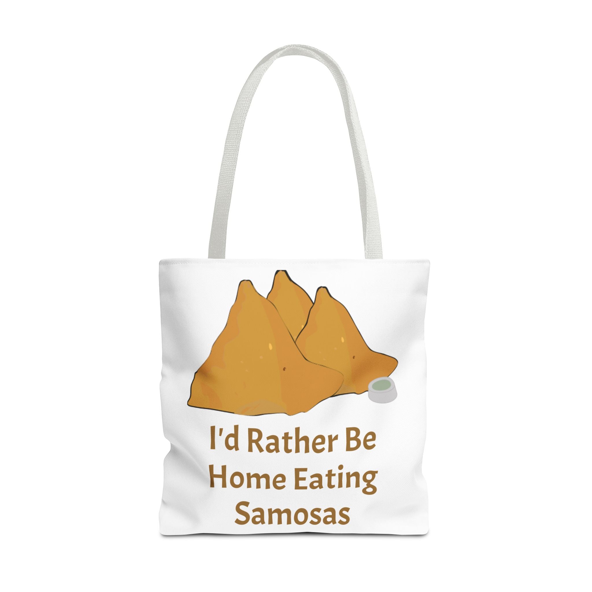 Samosa Tote Bag - "I'd Rather Be Home Eating Samosas" Reusable Grocery & Market Bag