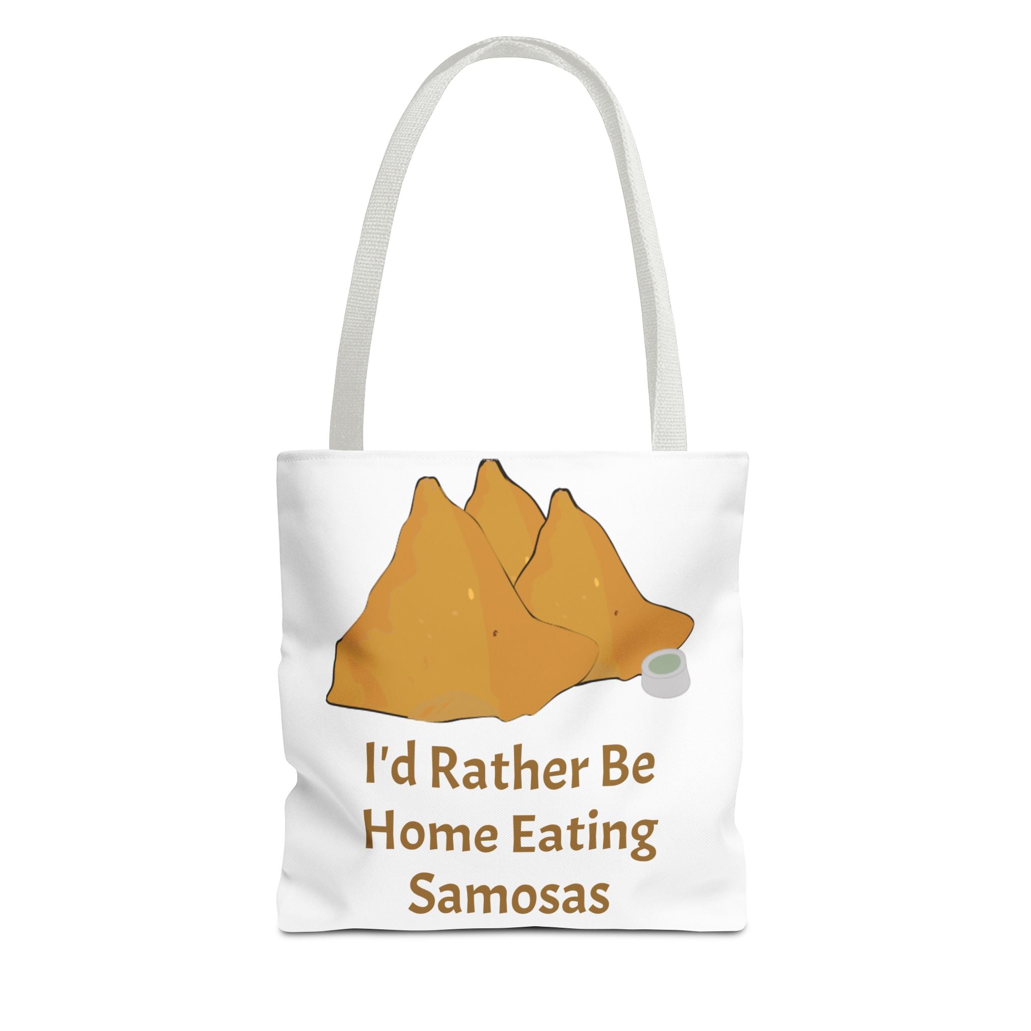 Samosa Tote Bag - "I'd Rather Be Home Eating Samosas" Reusable Grocery & Market Bag